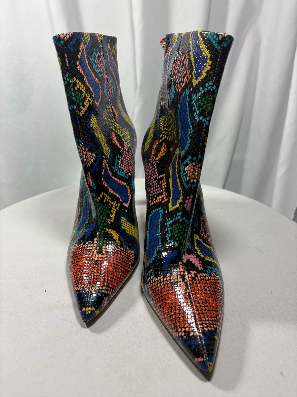 Steve Madden Halena Multicolor Snake Print Pointed Toe Ankle Bootie US 10 M